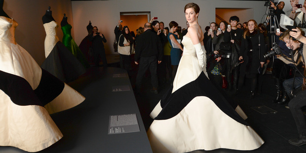 Model Elettra Wiedemann in a facsimile of Charles James' famous 'Clover Leaf Gown' at the Costume Institute presentation of the upcoming exhibition Charles James: Beyond Fashion. Photo / Supplied
