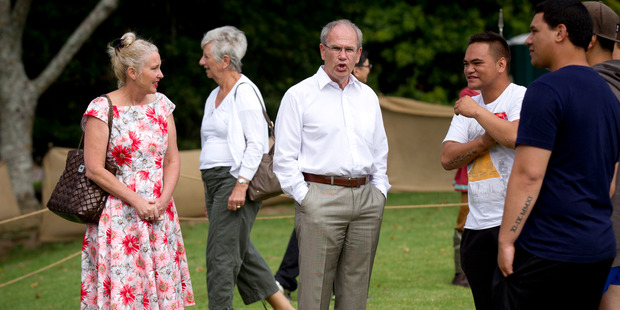 Len Brown and wife Shan Inglis at yesterday's Military Tattoo at Lloyd Elsmore Park. Photo / Dean Purcell