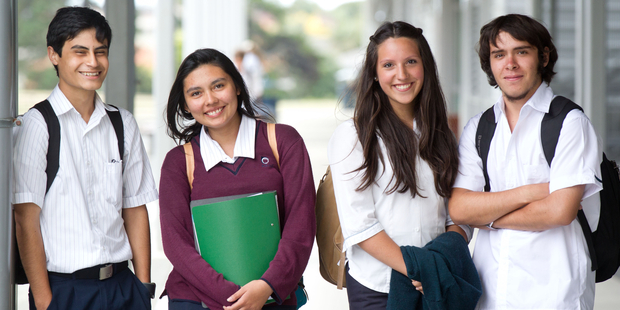 Juan Uribe Barros, Claudia Ortiz de Zarate, Evelyn Henriquez and Sergio Gonzalez have been marked as future leaders and are studying here on Chilean state scholarships. Photo / Richard Robinson