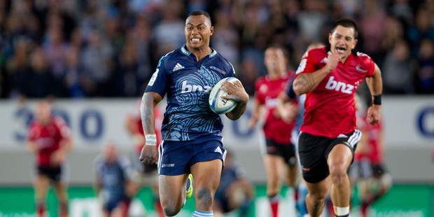 Super Rugby: Blues Tevita Li in action against the Crusaders at Eden Park, Auckland. February 2014 New Zealand Herald Photograph by Richard Robinson.