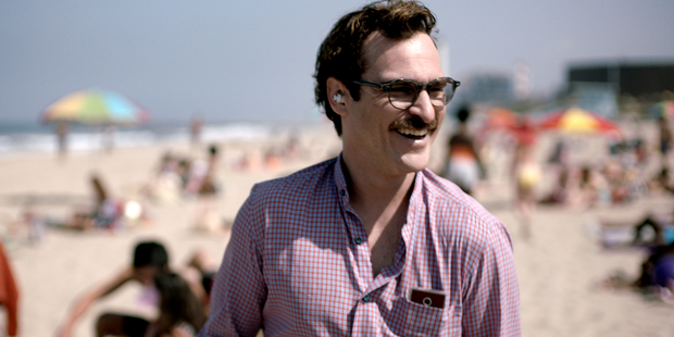 Joaquin Phoenix as Theodore in Her, an unnerving tale set in a future that is uncomfortably close to today.