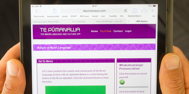 Te Pumanawa Maori language app on in iPad.