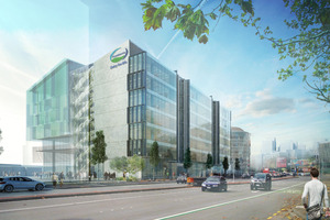 Artist's impression of the new Fonterra headquarters looking east on Fanshawe St.