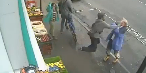 An image taken from CCTV footage of Lewis Gill's attack on Andrew Young.