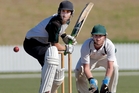 Ben Christiansen eyes up the ball while batting for Element IMF Cadets in the final of the Lonestar Tauranga T20 Championship on Saturday. Photo / George Novak Ben Christiansen eyes up the ball while batting for Element IMF Cadets in the final of the Lonestar Tauranga T20 Championship on Saturday. Photo / George Novak