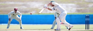 CD Stags batsman David Meiring plays a classic drive at Cobham Oval, Whangarei, on Saturday.