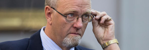 Mark Lundy in the dock for at his retrial. Photo / Mark Mitchell