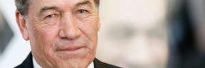 New Zealand First leader Winston Peters, has the words 'Follow Me' on the back of his campaign bus. Photo / NZME.