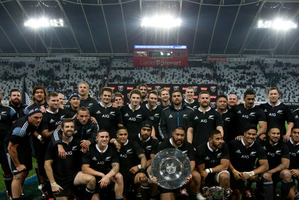 The All Blacks have a brand new sponsor to support them in Rugby World Cup year, through the sevens at the 2016 Rio Olympics and all of 2017 - ASB. Photo / Brett Phibbs