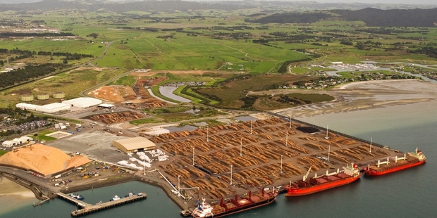 Northport is to buy a $5million crane and will become a low-volume feeder port for container traffic. Northport chairman Sir John Goulter is at left. Photo / Northport