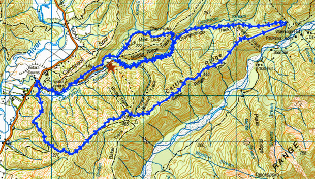 A map of the trail run through Rimutaka Forest Park where Susan O'Brien went missing. Photo / Supplied