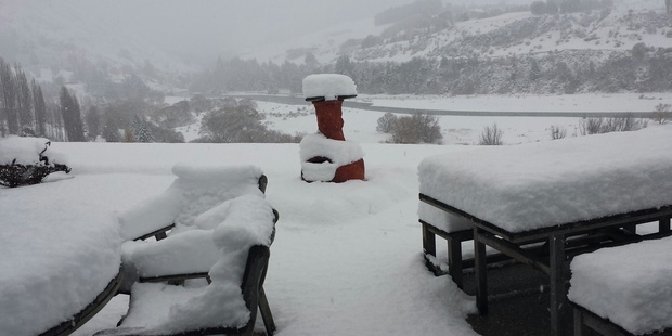 Snow surrounding the Shotover River in Queenstown. Photo / Supplied 