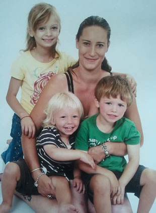 A younger Leon, front left, with his sister Nadia, mother Emma and brother Lucas. Photo / Supplied