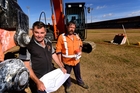 Contractor Collin Amerin and digger operator Aaron Lessels start work on the Jetsprints track at ASB Baypark. Photo / George Novak Contractor Collin Amerin and digger operator Aaron Lessels start work on the Jetsprints track at ASB Baypark. Photo / George Novak