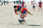 Beach 5s rugby at Mt Maunganui beach. NZ Fire Service versus Hawkes Bay and Michael O'Connor gets a try for the fire service. Photo/file Beach 5s rugby at Mt Maunganui beach. NZ Fire Service versus Hawkes Bay and Michael O'Connor gets a try for the fire service. Photo/file