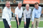HITTING IT OFF: Hockey promoter Bruce McTaggart (left), Hastings Mayor Lawrence Yule, Hockey New Zealand CEO Malcolm Harris and events director Dave Nancarrow at yesterday's festival launch. PHOTO/WARREN BUCKLAND HITTING IT OFF: Hockey promoter Bruce McTaggart (left), Hastings Mayor Lawrence Yule, Hockey New Zealand CEO Malcolm Harris and events director Dave Nancarrow at yesterday's festival launch. PHOTO/WARREN BUCKLAND