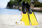 Flippers are an important item to have in deep water. Flippers are an important item to have in deep water.