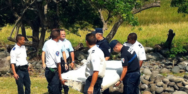 The debris appears to be part of a wing and was taken onto the island of La Reunion, where it will be thoroughly inspected. Photo: AFP/ Getty Images


