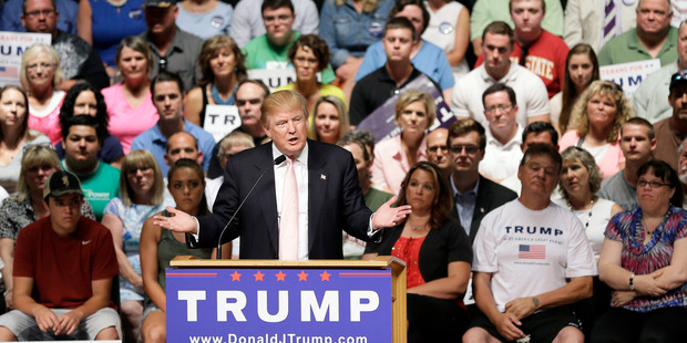Republican presidential candidate Donald Trump speaks at a rally and picnic in Iowa. Photo / AP