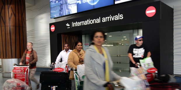 Border control at Auckland International Airport. Photo / Doug Sherring