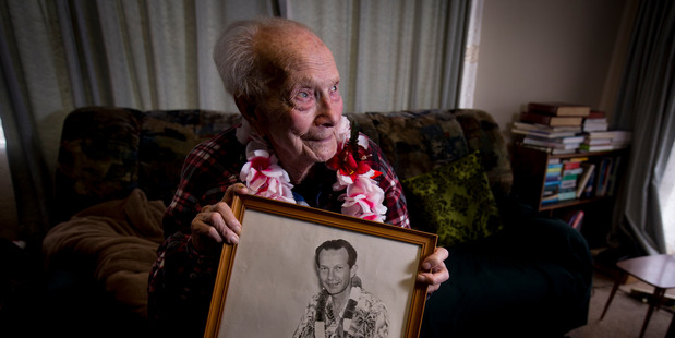 Dance band legend Bill Sevesi at his home in Mt Albert. (New Zealand Herald photograph by Dean Purcell)