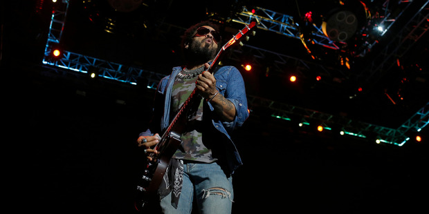 Lenny Kravitz showed more than he bargained for. Photo / AP