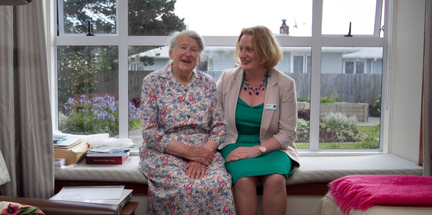 Grainne Moss with Connie Bythell, a resident of David Lange Care Home in Mangere, which is run by Bupa NZ. Photo / Natalie Slade