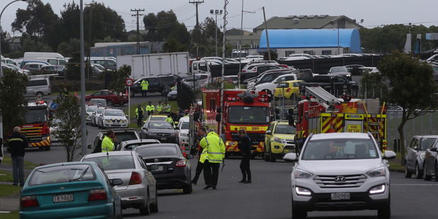 Emergency services rushed to the industrial site. Photo / Greg Bowker