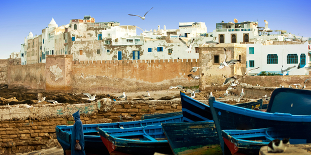 Fishing boats on an ocean coast in Essaouira, Morocco. Photo / iStock