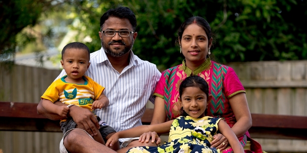 Murali Annu and his wife, Avanthi, save what they can for the future education needs of their son Naren, 18 months, and daughter Nidhi, 4. Photo / Dean Purcell