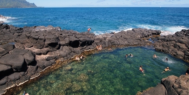 WORTH VISITING: Matapouri's Mermaid Pools (left) and Kerikeri's Rainbow Falls (right) have been named in the country's Top 10 swimming spots by AA Directions magazine. PHOTOS/FILE