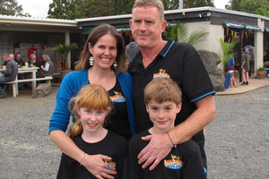The owners of Hone Heke Lodge in Kerikeri, Victoria and David Howells, with twins Ella and Joe.