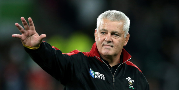 Warren Gatland, Head Coach of Wales waves prior to the 2015 Rugby World Cup Pool A match between England and Wales. Photo / Getty Images.