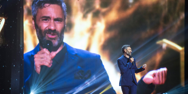 Presenter Taika Waititi on stage at the Vodafone NZ Music Awards at the Vector Arena, Auckland. Photo / Jason Oxenham