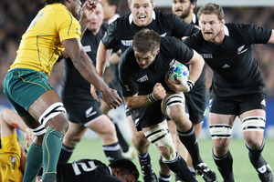 Richie McCaw during the 2011 Rugby World Cup semifinal match against Australia. Photo / Greg Bowker