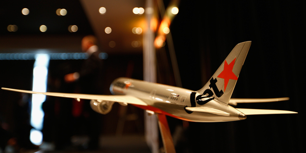 A model Jetstar plane during Jetstar big expansion announcement earlier this year. Photo / Getty Images