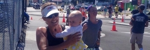 TRIUMPHANT RETURN: Naomi Fergusson and her baby, Zara, after the weekend's triathlon. PHOTO/SUPPLIED