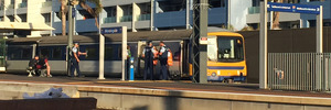 Emergency services at the scene of the accident at Morningside train station. Photo / Chris Gorman