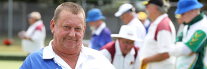 Steve Hebberd enjoys his time at Bowls Taradale yesterday.