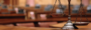 Decorative Scales of Justice in the Courtroom