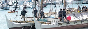 The Hawaiian waka Hokule'a and crew arrive in Napier.