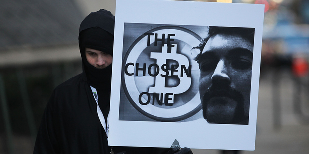 Supporter of Ross Ulbricht, the alleged creator and operator of the Silk Road underground market on the deep web. Photo / Getty