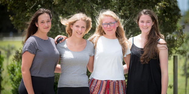 Lara Schreyer, 18, Lena Kalbitzer, 19, Sophia Metz, 18 and Lea Uebelhoer, 18. Photo / Michael Craig