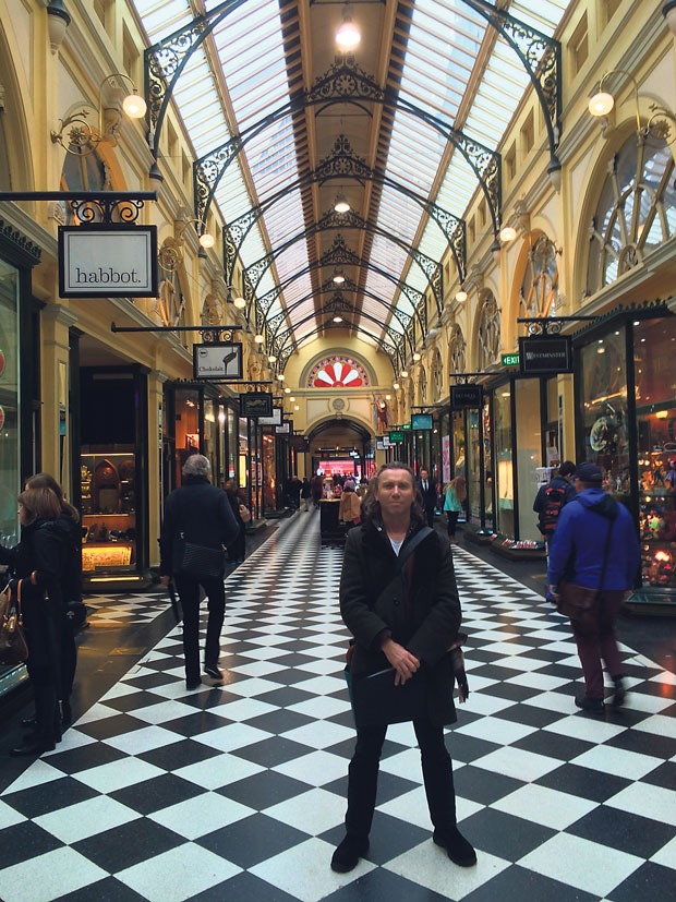 Art Aficionados guide Andrew Gaynor in the Royal Arcade.