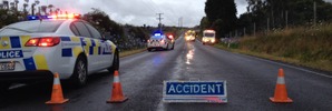 The scene of a serious crash at Oropi. Photo/George Novak