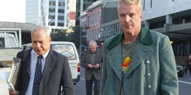 Mark Lyon with his lawyer Chris Comeskey (left) heading to the Auckland High Court in 2003 to get his bail conditions granted. Photo / Brett Phibbs