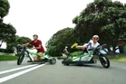 ACTION-PACKED: Screen grabs from YouTube capture the near-miss moments and one where a rider hit a parked car.PHOTOS/YOUTUBE ACTION-PACKED: Screen grabs from YouTube capture the near-miss moments and one where a rider hit a parked car.PHOTOS/YOUTUBE