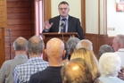 Hawke's Bay Regional Council chairman Fenton Wilson addressing yesterday's meeting of Napier and Districts Grey Power at Tamatea Community Church. Photo / Paul Taylor Hawke's Bay Regional Council chairman Fenton Wilson addressing yesterday's meeting of Napier and Districts Grey Power at Tamatea Community Church. Photo / Paul Taylor