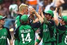 IRISH JOY: George Dockrell is congratulated by his Irish teammates after taking a wicket in the 2011 World Cup. PHOTO/GETTY IMAGES IRISH JOY: George Dockrell is congratulated by his Irish teammates after taking a wicket in the 2011 World Cup. PHOTO/GETTY IMAGES