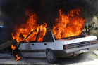 A car burst into flames when it crash into a transformer on Princess Road. Photo/John Borren
A car burst into flames when it crash into a transformer on Princess Road. Photo/John Borren